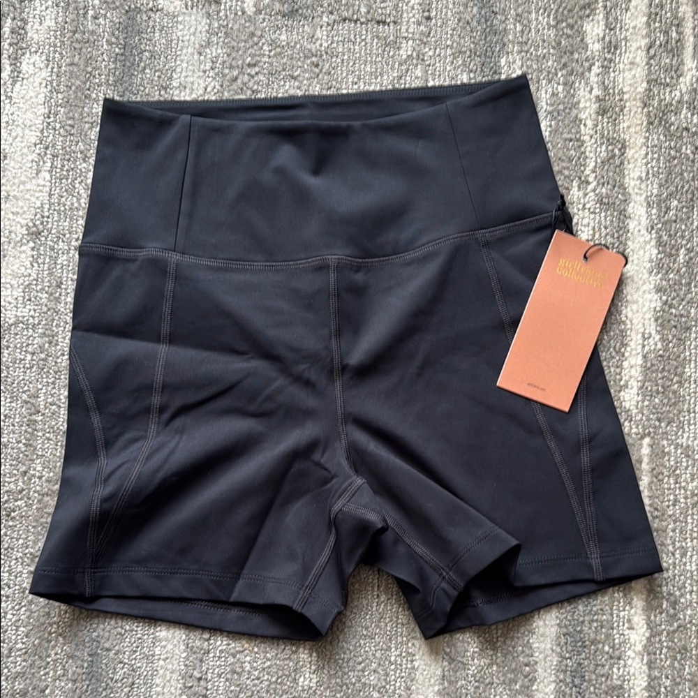 Women's Black High-Waisted Shorts M NWT Girlfriend Collective